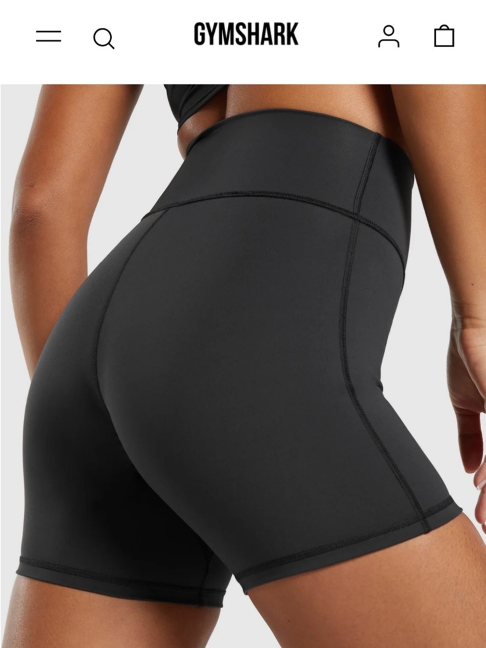 Gymshark Black High-Rise Bike Shorts — V-Shaped Waistband